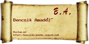 Bencsik Amadé névjegykártya
