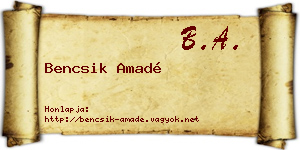 Bencsik Amadé névjegykártya